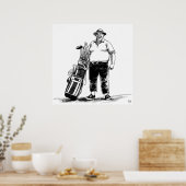 Poster Golf Caddie - Golf Art Print (Cuisine)