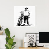 Poster Golf Caddie - Golf Art Print (Bureau à domicile)