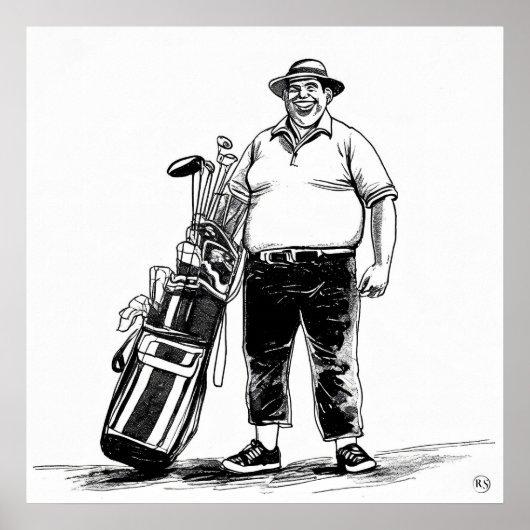 Poster Golf Caddie - Golf Art Print (Devant)