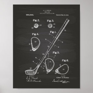 Poster Golf Club 1910 Patent Art - Chalkboard