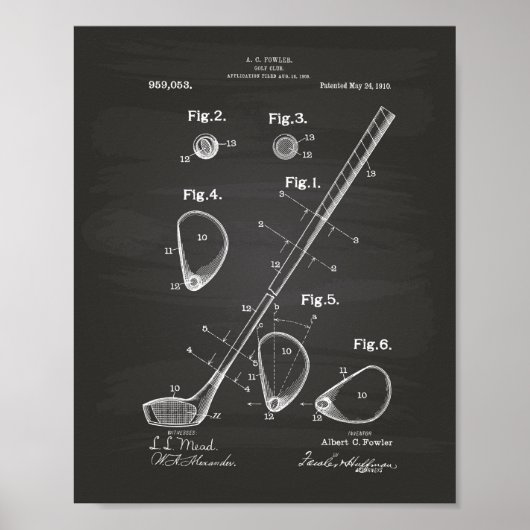 Poster Golf Club 1910 Patent Art - Chalkboard (Devant)