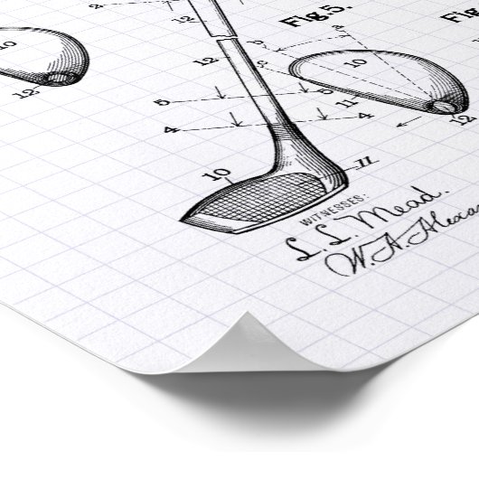 Poster Golf Club 1910 Patent Art - Lined Peper (Coin)