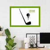 Poster Golf club and ball black, green custom (Bureau à domicile)