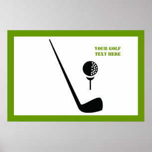 Poster Golf club and ball black, green custom