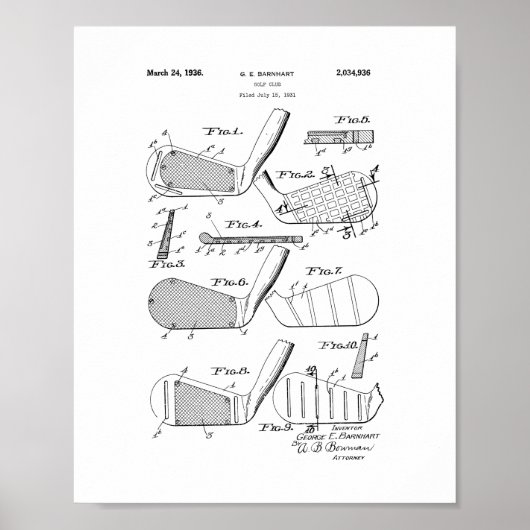 Poster Golf Club Patent (Devant)