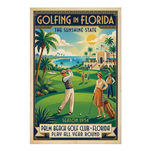 Poster Golf en Floride – Palm Beach 1934 (Devant)