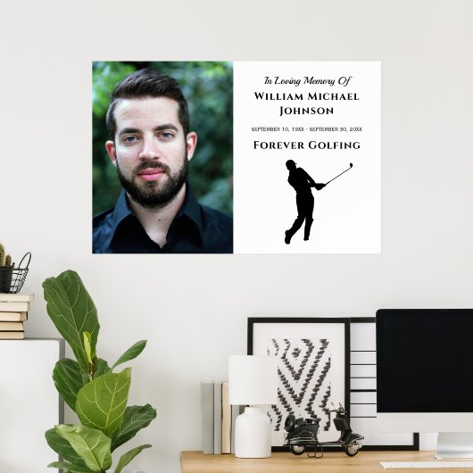 Poster Golf éternel Photo personnalisée Funérailles mémor (Bureau à domicile)