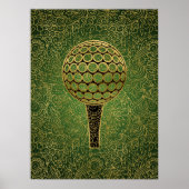 Poster Golf Gold Green Filigree Sports Art (Devant)