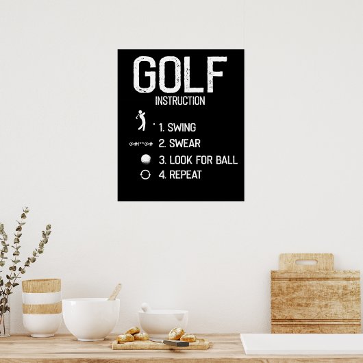 Poster Golf Instructions drôle Golf (Cuisine)