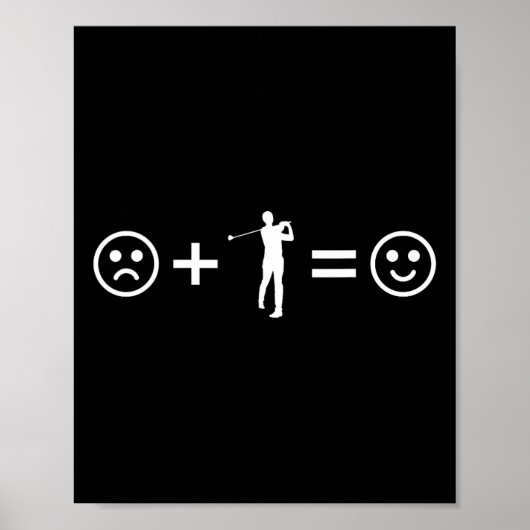 Poster Golf Lover Player Sad Happy Face Equation (Devant)