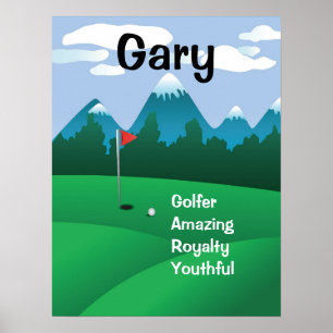 Poster Golf Mens Womens Nom personnalisé Art Cadeau Impri