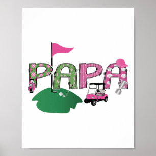 Poster Golf Papa Hole in One Golf 1ère fête d'anniversair