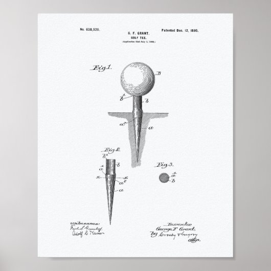 Poster Golf Tee 1899 Brevet Art - Livre blanc (Devant)