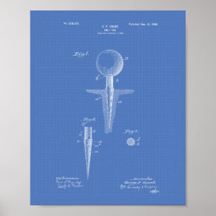 Poster Golf Tee 1899 Patent Art - Plan directeur