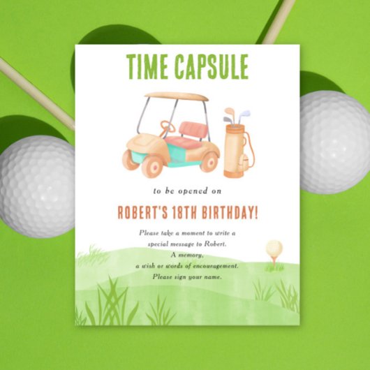 Poster Golf Time Capsule 1st birthday 
