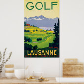 Poster Golf vintage Lausanne City Lac Suisse (Cuisine)