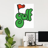 Poster Golf Wang Vert et Rouge Vibrants (Bureau à domicile)