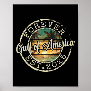 Poster Golfe De Us Amérique Est 2025 Retro Beach Timbre H