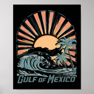Poster Golfe Du Mexique Depuis 1672 Plage Vintage 2 Côté