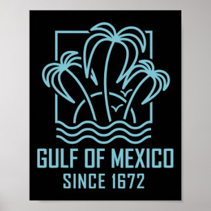 Poster Golfe Du Mexique Depuis 1672 Retro Vintage Sunset&