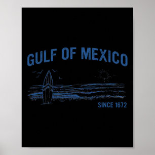 Poster Golfe Du Mexique Depuis 1672 Vintage Plage Surf Su