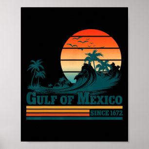 Poster Golfe Du Mexique Depuis 1672 Vintage Sunset Beach