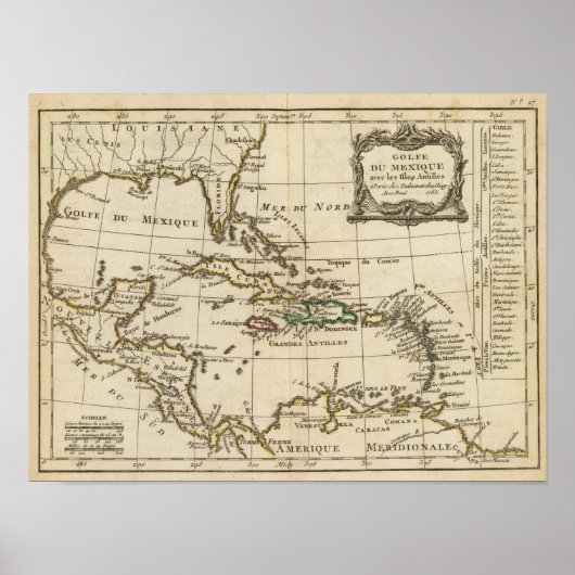 Poster Golfe du Mexique, îles des Caraïbes (Devant)