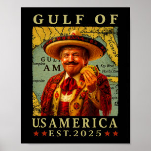 Poster Golfe Rétro Amérique Mexique Trump Mexique Taco