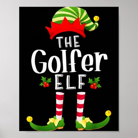 Poster Golfer Christmas Elf Matching Pajama X-mas Party (Devant)