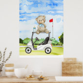 Poster Golfer Teddy Bear sur Golf Panier pour bébé GARY (Cuisine)