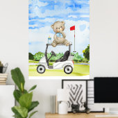 Poster Golfer Teddy Bear sur Golf Panier pour bébé GARY (Bureau à domicile)