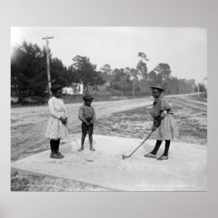 Poster Golferinos African American Children Golf c1905