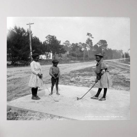 Poster Golferinos African American Children Golf c1905 (Devant)
