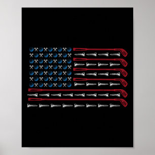 Poster Golfeur Américain Patriotique Drapeau Golf Club Am