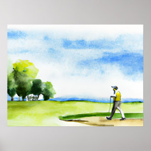 Poster Golfeur en aquarelle de golf