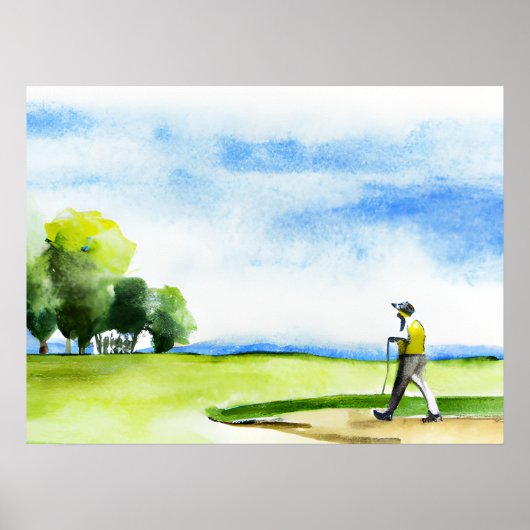 Poster Golfeur en aquarelle de golf (Devant)