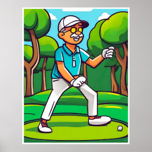 Poster Golfeur et balle découverte - Golf Art Imprimer