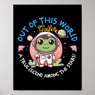 Poster Golfeur Grenouille Astronaute Hors De Ce Monde Cra