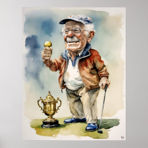 Poster Golfeur senior - Art Golf Imprimer