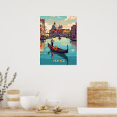 Poster Gondola ride in Venice with historic buildings (Cuisine)