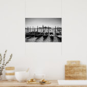 Poster Gondoles à Venise en noir et blanc (Cuisine)