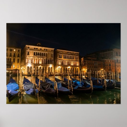 Poster Gondoles de Venise la Nuit (Devant)