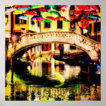 Gondoles de Venise le long du parasol de la promen