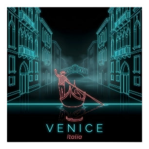 Poster Gondolier de Venise - Grand Canal - Italie
