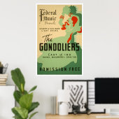 Poster Gondoliers Opera 1937 WPA (Bureau à domicile)