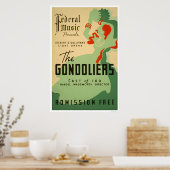 Poster Gondoliers Opera 1937 WPA (Cuisine)