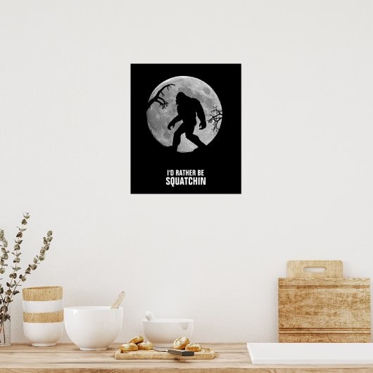 Poster Gone Squatching avec lune et silhouette (Cuisine)