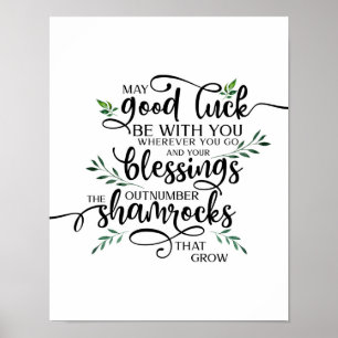 Poster Good Luck Shamrock Irish Blessing Art