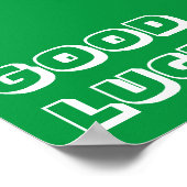 Poster Good Luck vert et blanc typographie moderne (Coin)