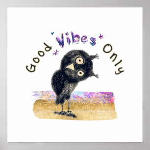 Poster Good Vibes Only with Curious Owl